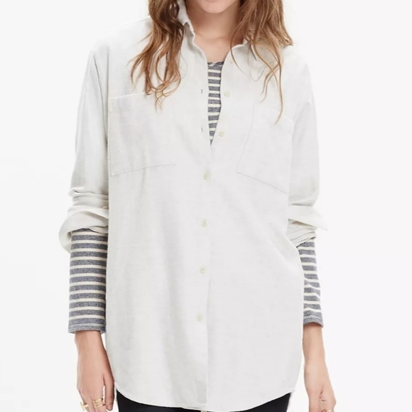 Madewell Tops - Madewell Light Gray Button Top Small